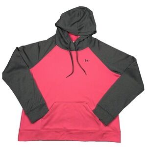 Under Armour ColdGear Hoodie Womens XL Pink Gray Athletic Pullover Gym Training